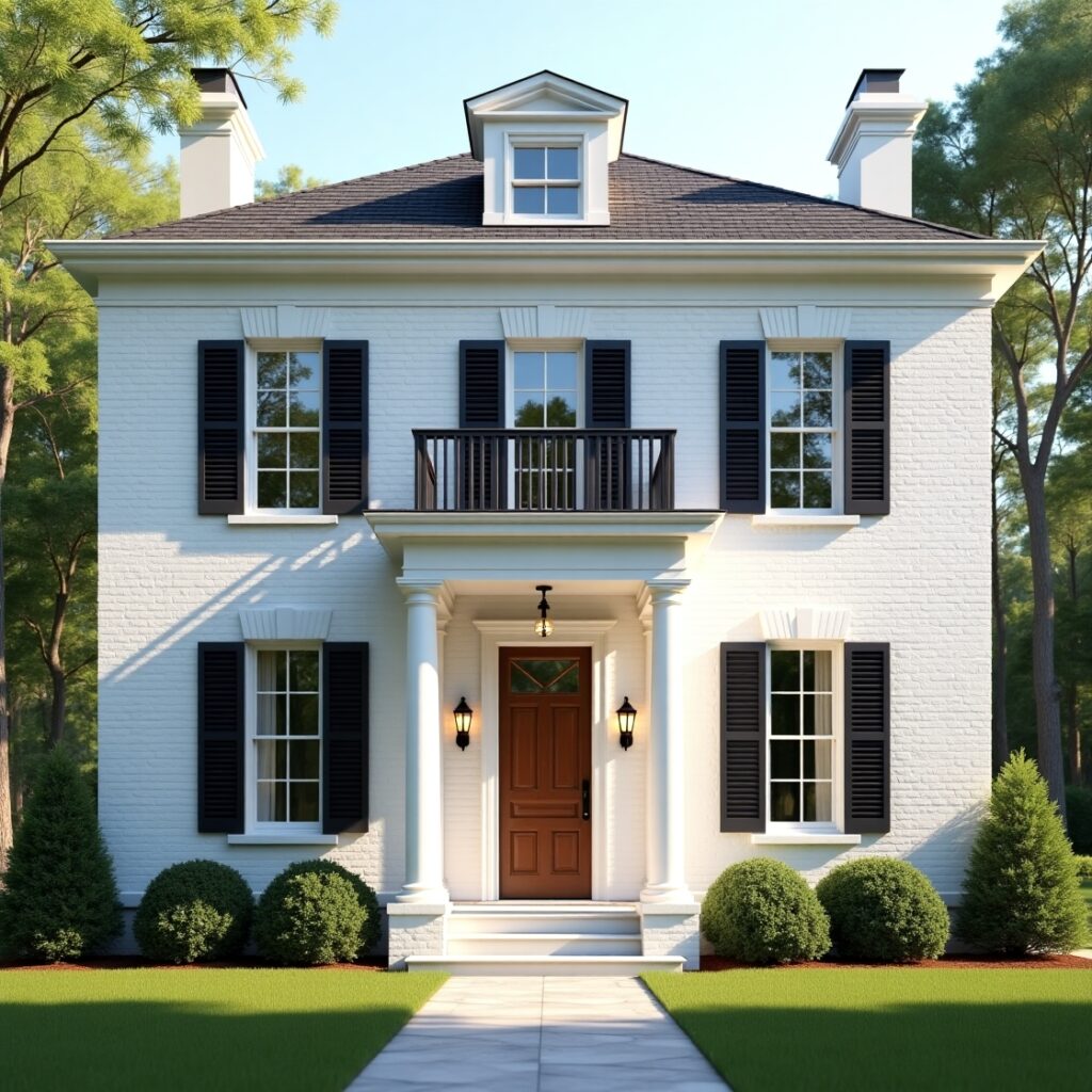 Modern Colonial House Facade